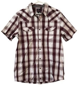 Moon Shine Men Size Large Snap Button Down Shirt Short Sleeve Western Cowboy